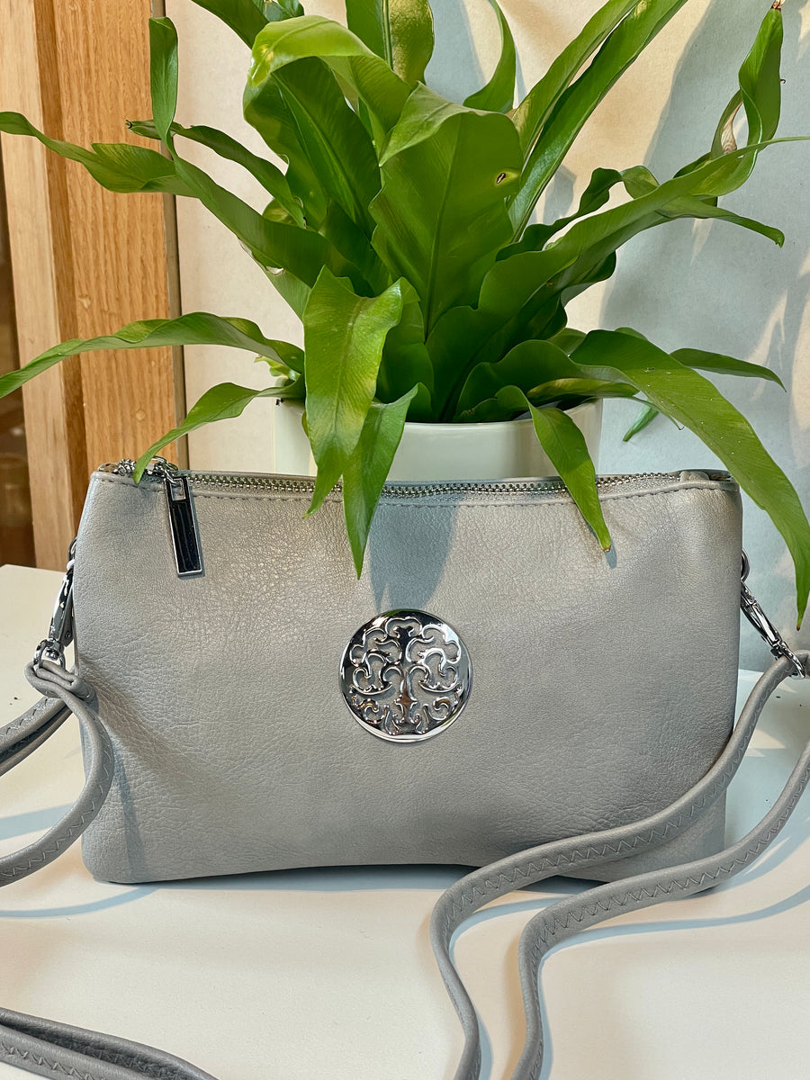 Medium Crossbody Bag With Wristlet Strap And Silver Tree Of Life